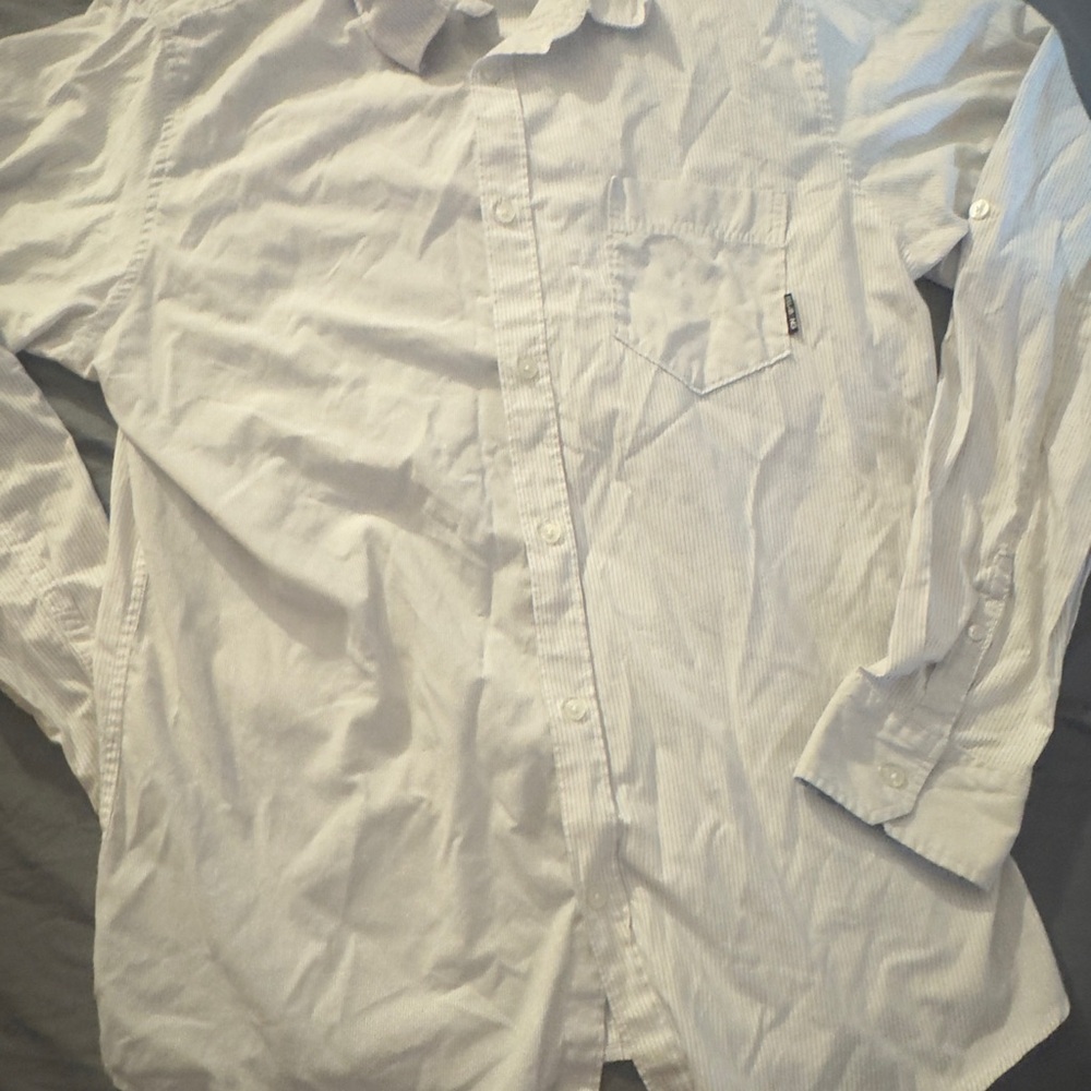 Men's White Striped BillaBong button up